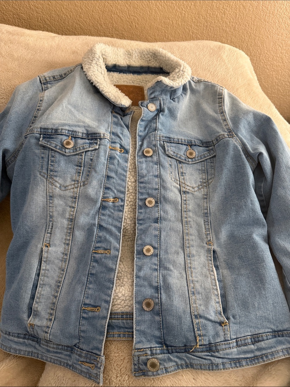 Sherpa-Lined Light Blue Denim Jacket for Kids